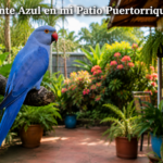 Visitante Azul en mi Patio Puertorriqueño
