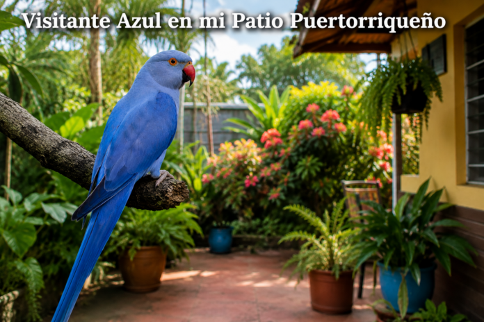 Visitante Azul en mi Patio Puertorriqueño